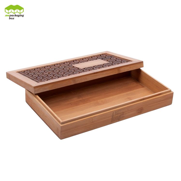 Caja de regalo de bambú transparente personalizada hecha a mano de lujo con tapa para joyas
