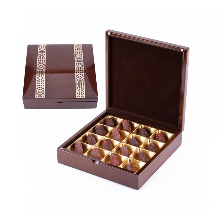 Caja de madera de palmera datilera dorada popular de KSA