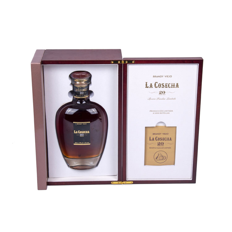 Brandy Botella Vidrio Flip Flap Vino Caja Madera