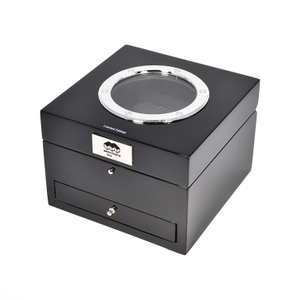 Caja de reloj inteligente personalizada con dos cajones y doble negro con logotipo y ventana