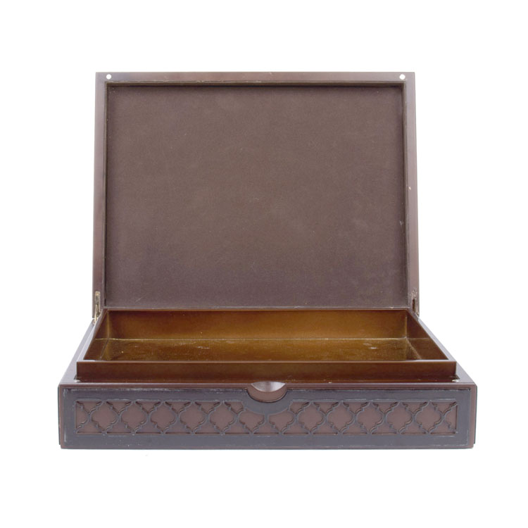 Caja de regalo de Ramadán de madera en forma de mezquita con acabado mate para envases de citas y dulces