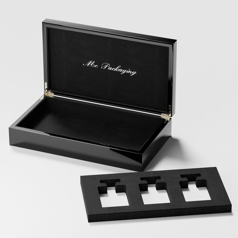Caja de madera con diseño de barniz de pintura brillante de lujo, como caja de perfume, se aceptan botellas de perfume de lujo con logotipo personalizado y embalaje en caja