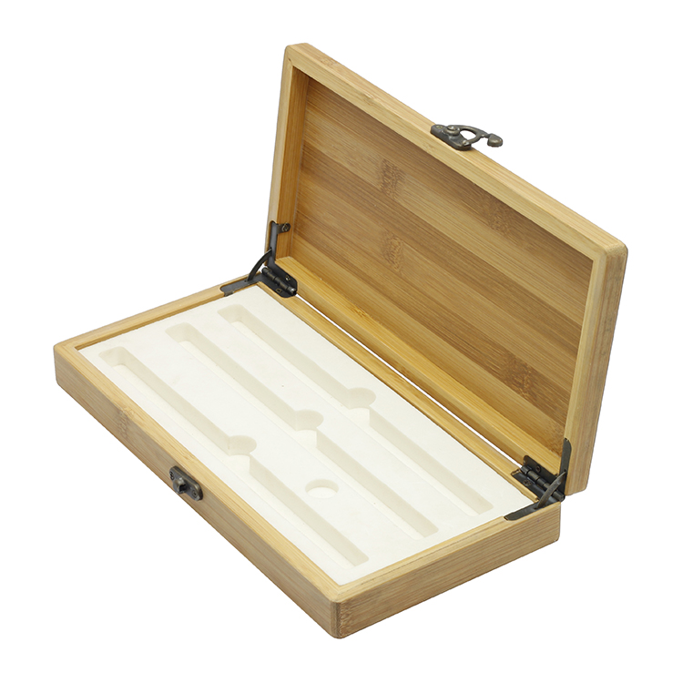 Caja de bambú de llavero con llavero de té de regalo magnético con bisagras pulidas