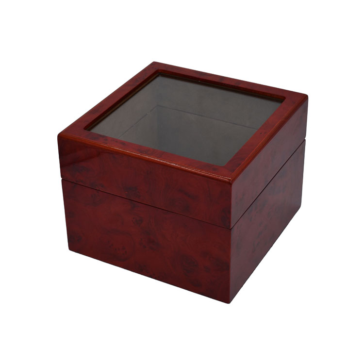Caja de madera Tamaño personalizado Caja acrílica de tapa transparente Pantallas de envasado de té de madera de regalo