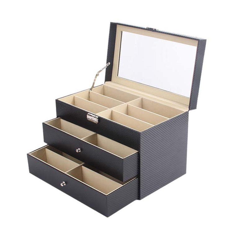 2024 Cajas personalizadas de gafas de sol azul marino de madera de madera azul marino