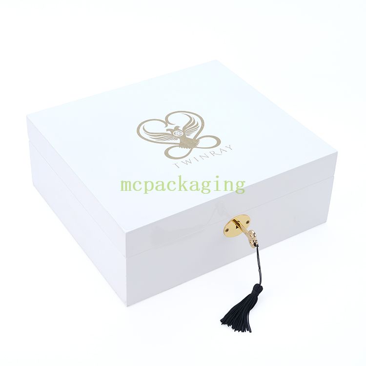 Caja para presentación de joyas de madera con tapa de cristal, caja de madera portátil para anillos y joyas, llave de bloqueo de caja de madera