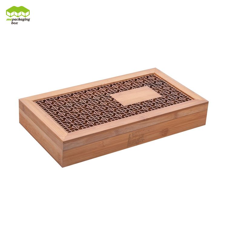 Caja de regalo de bambú transparente personalizada hecha a mano de lujo con tapa para joyas