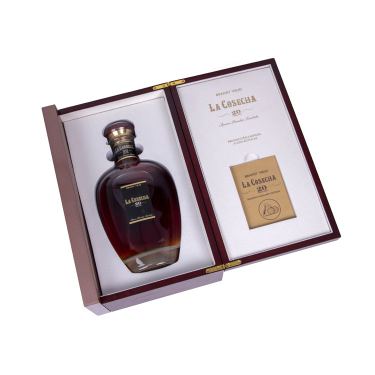 Brandy Botella Vidrio Flip Flap Vino Caja Madera