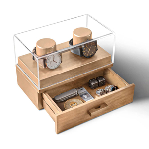 Caja de embalaje de madera brillante de lujo personalizada con logotipo personalizado para reloj, caja de embalaje de madera para reloj, gran oferta, 2 ranuras