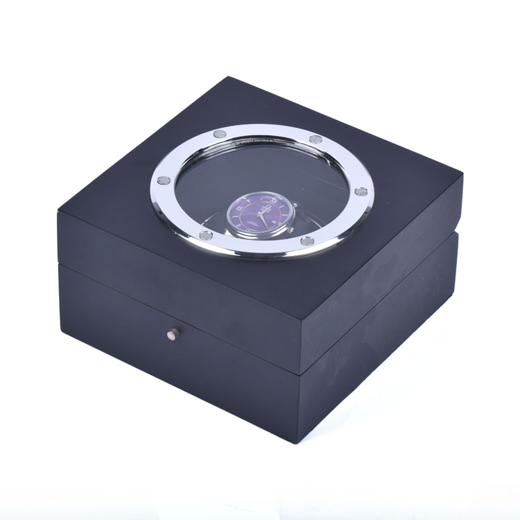 Caja de reloj personalizada cuadrada hecha a mano única de moda de alto grado con caja de embalaje de madera para ventana