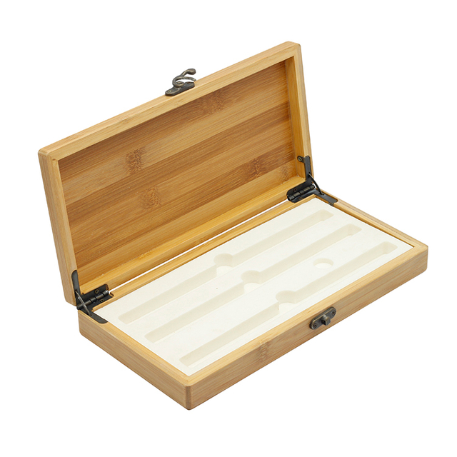 Caja de bambú de llavero con llavero de té de regalo magnético con bisagras pulidas