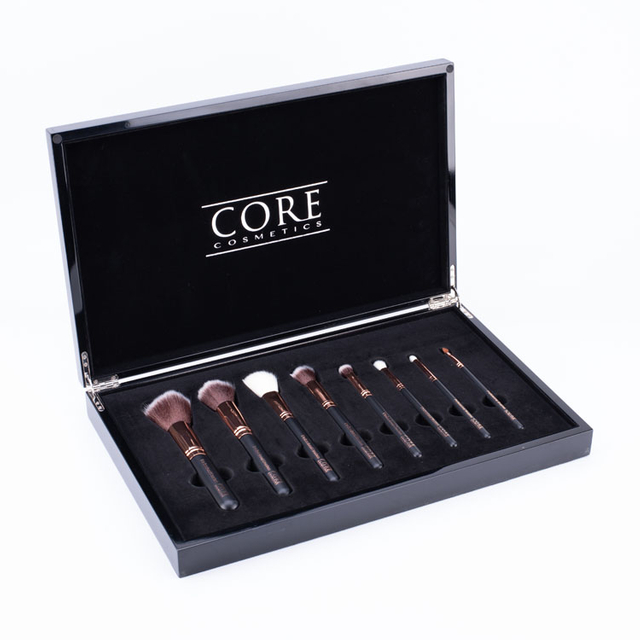 Caja de piano negro de maquillaje de maquillaje de madera