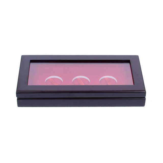 LOGO DE LUXURO Custom 3 Monedas de colección de tragamonedas Caja de madera Souvenir MDF Moda de plata de madera para exhibición de madera de madera