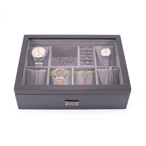 Caja de almacenamiento de joyería de madera de lujo personalizada elegantes joyas de madera rústica joya de madera oscura
