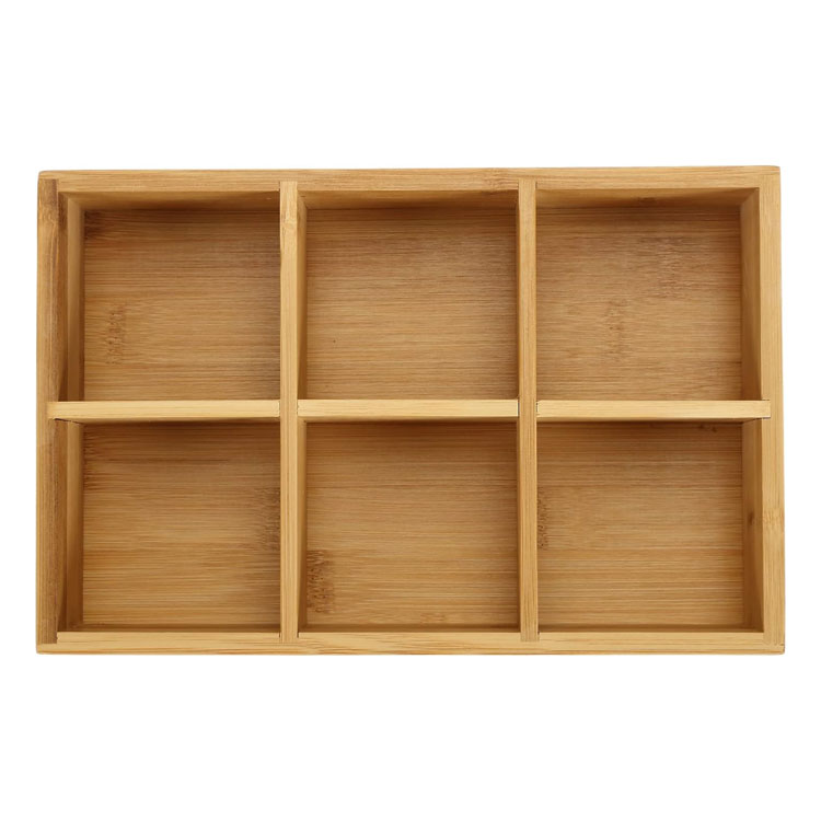 Organizador de bolsas de té de bambú Madera Hot Hot Bag Bag Organizer Organizador de almacenamiento con 6 compartimentos Caja de té de té para estación de café