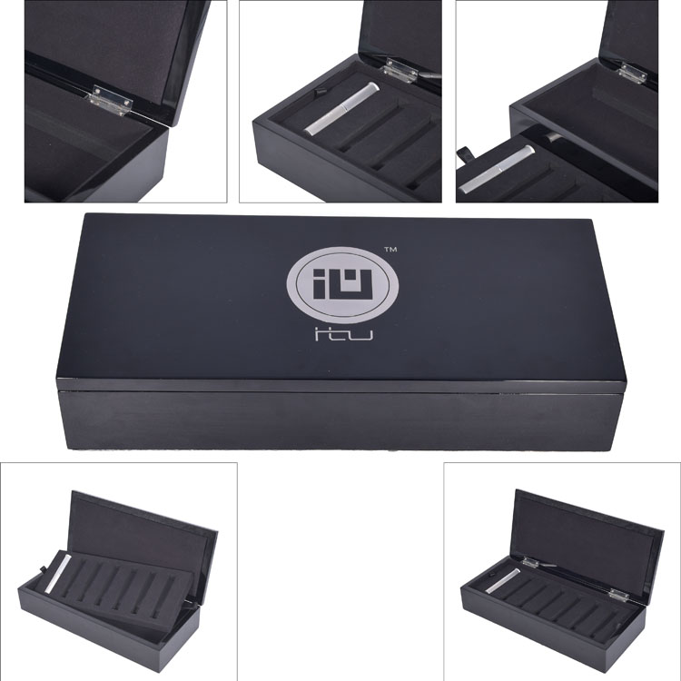 Caja de perfume integrado de pintura rectangular negro de alto brillo