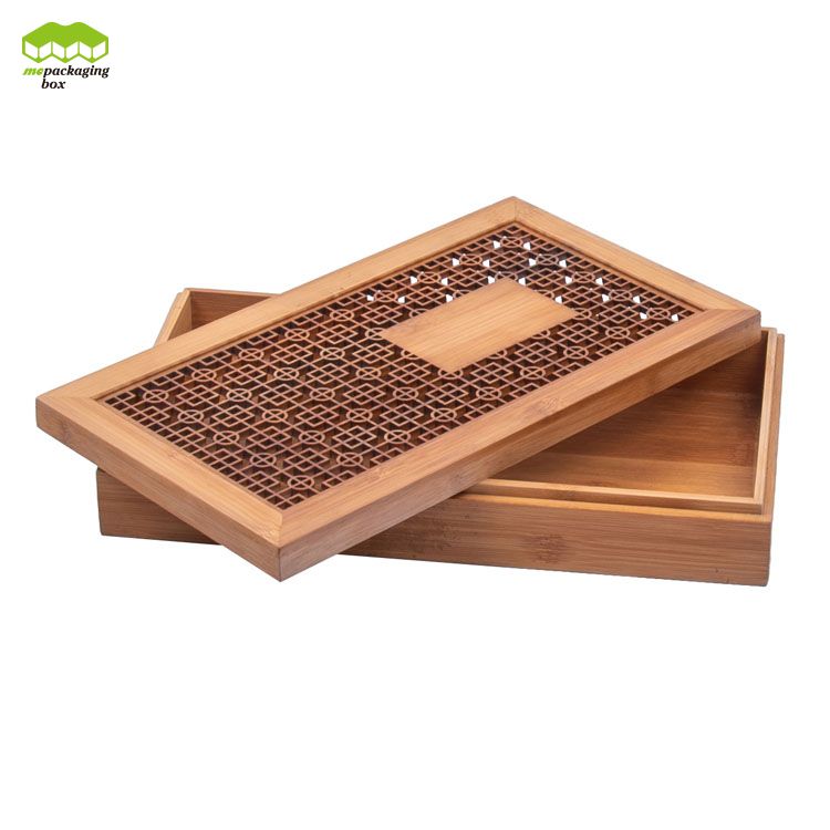 Caja de regalo de bambú transparente personalizada hecha a mano de lujo con tapa para joyas