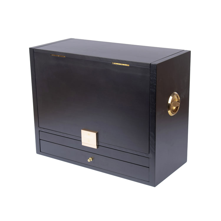 Caja de vino distintiva de madera de pino negro mate