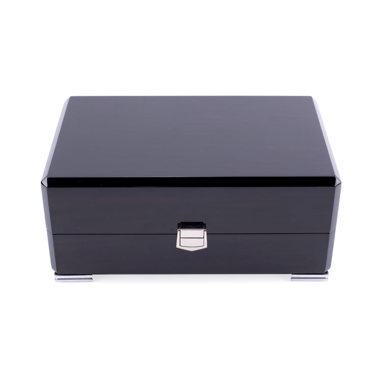 Caja de reloj negra clásica de alta gama con cerradura plateada