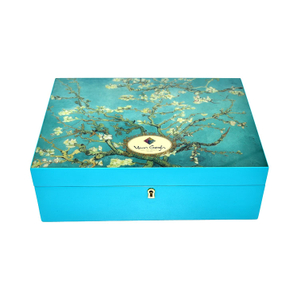 Caja de almacenamiento de joyería de madera impresa con bandeja interior extraíble y versátil