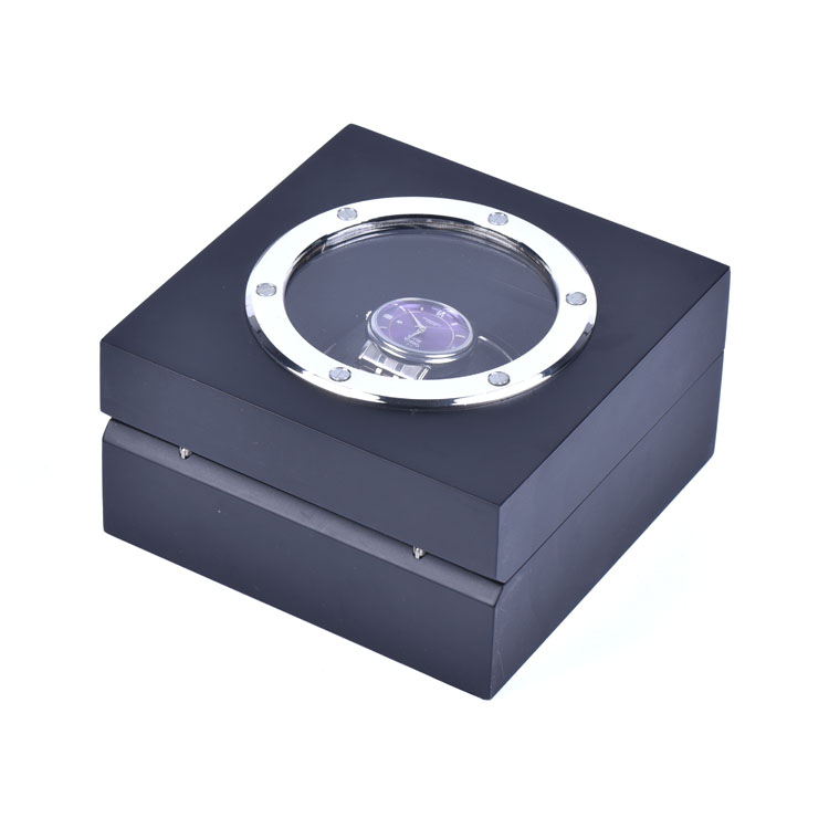 Caja de reloj personalizada cuadrada hecha a mano única de moda de alto grado con caja de embalaje de madera para ventana