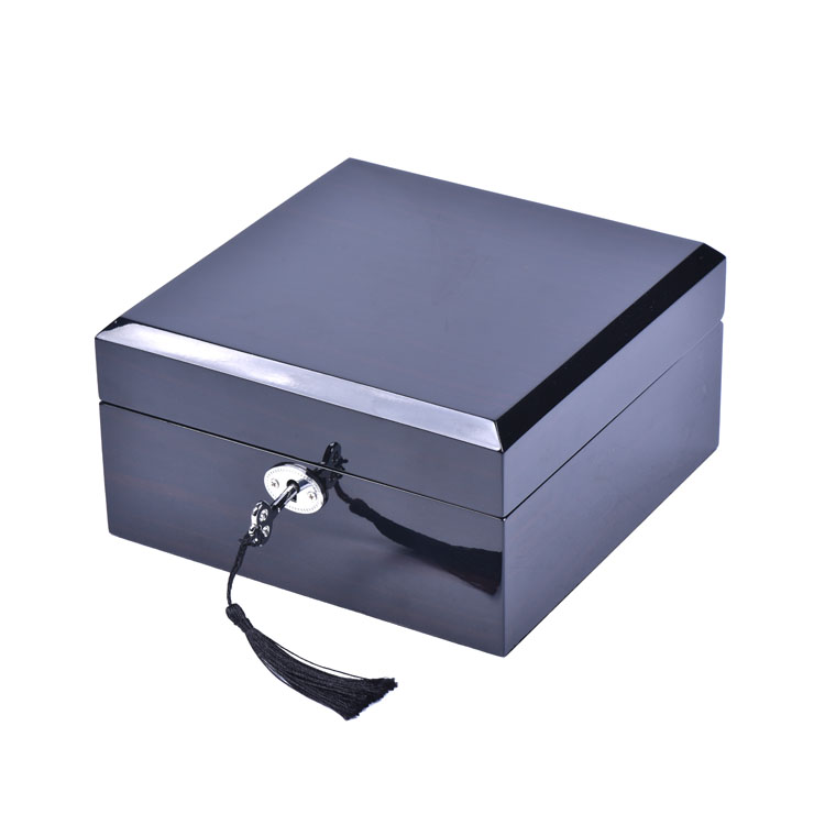 Caja de madera personalizada personalizada, caja de embalaje de reloj lacada en negro de madera personalizada, Woodbox