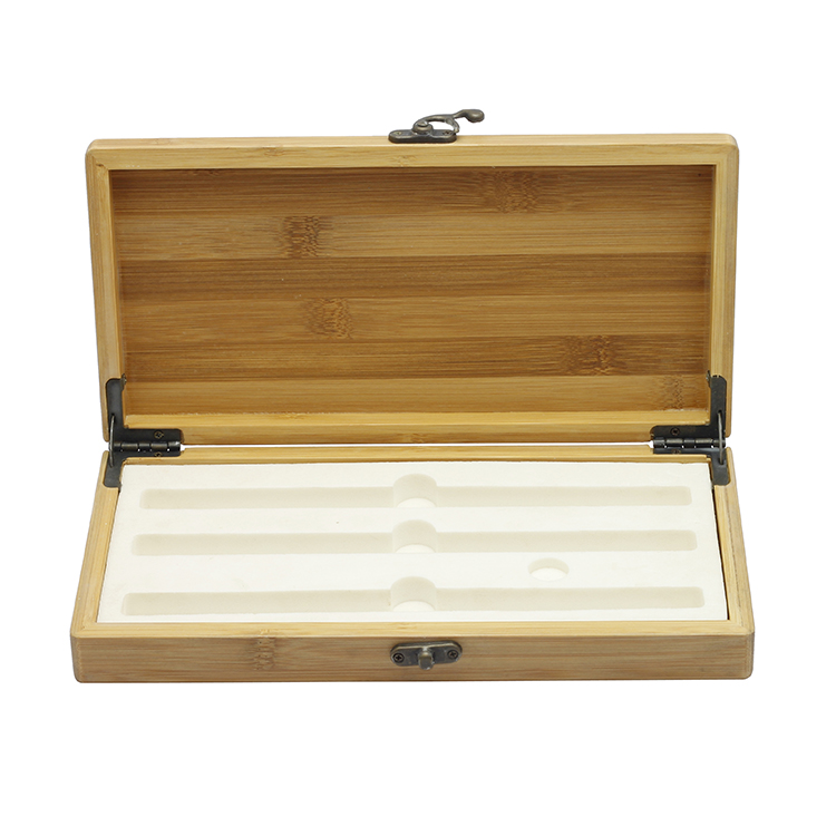 Caja de bambú de llavero con llavero de té de regalo magnético con bisagras pulidas