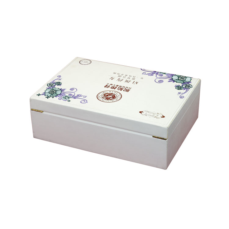Organizar la caja personalizada de envasado de regalo de aceite cosmético de cuero de cuero blancos con colapso al aire libre.