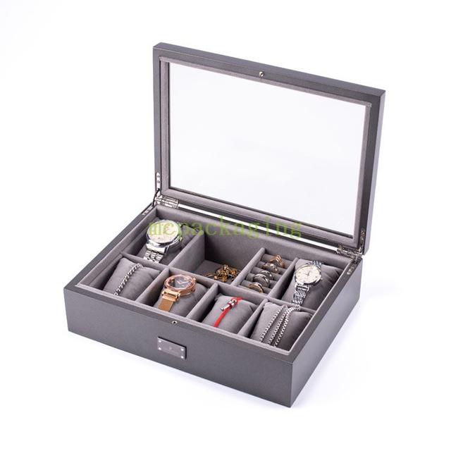 Caja de almacenamiento de joyería de madera de lujo personalizada elegantes joyas de madera rústica joya de madera oscura