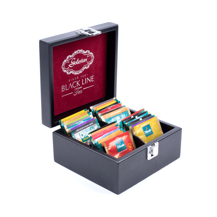 Pioneer Woman Bolsa de té de madera Caja de madera