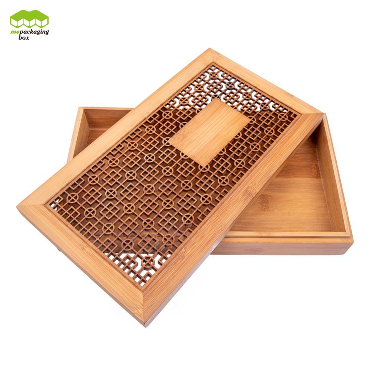 Caja de regalo de bambú transparente personalizada hecha a mano de lujo con tapa para joyas