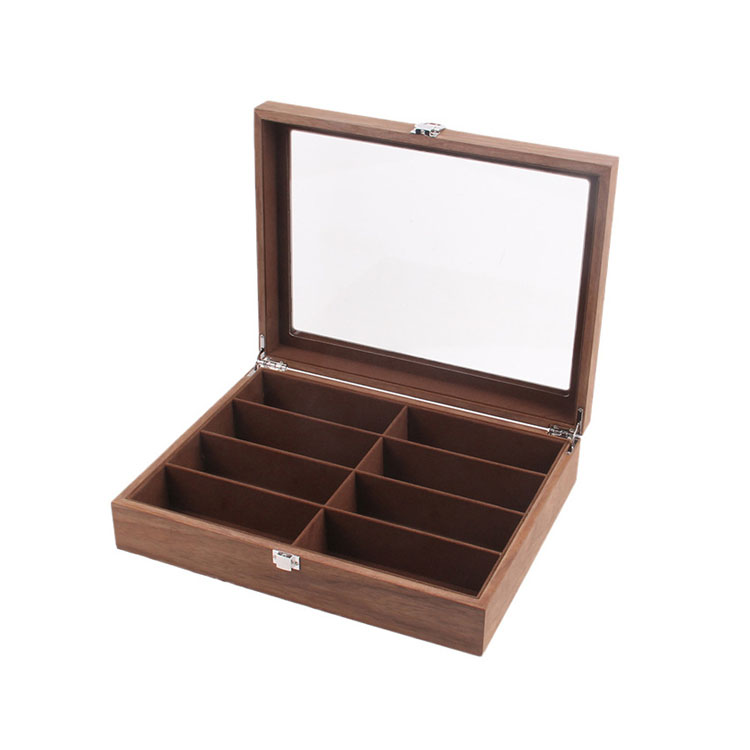 Caja de madera con exhibición de 8 gafas de sol calientes