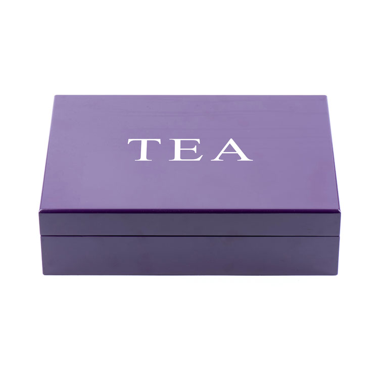 bolsitas de té moradas caja de té de madera canónica