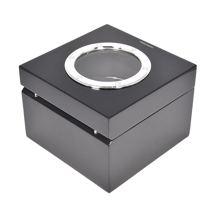 Caja de reloj inteligente personalizada con dos cajones y doble negro con logotipo y ventana