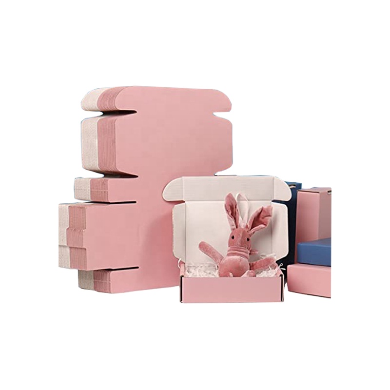 Logotipo personalizado Cajas de envío de rosa para sudaderas con capucha plegables Cajas de ropa de caja de cartón