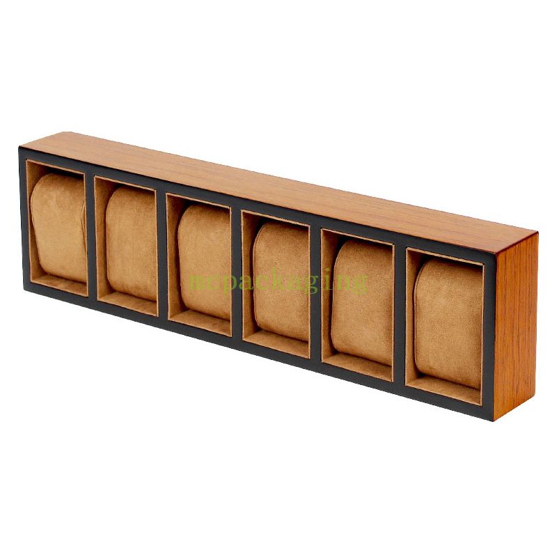 Bandeja de almacenamiento de reloj de madera maciza con 30 ranuras, organizador de almohadas para reloj, bandeja de exhibición, escaparate