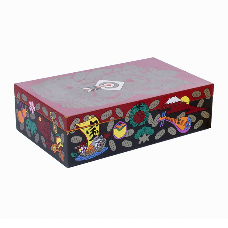Caja linda de madera de almacenamiento de estilo del sudeste asiático pintado a mano