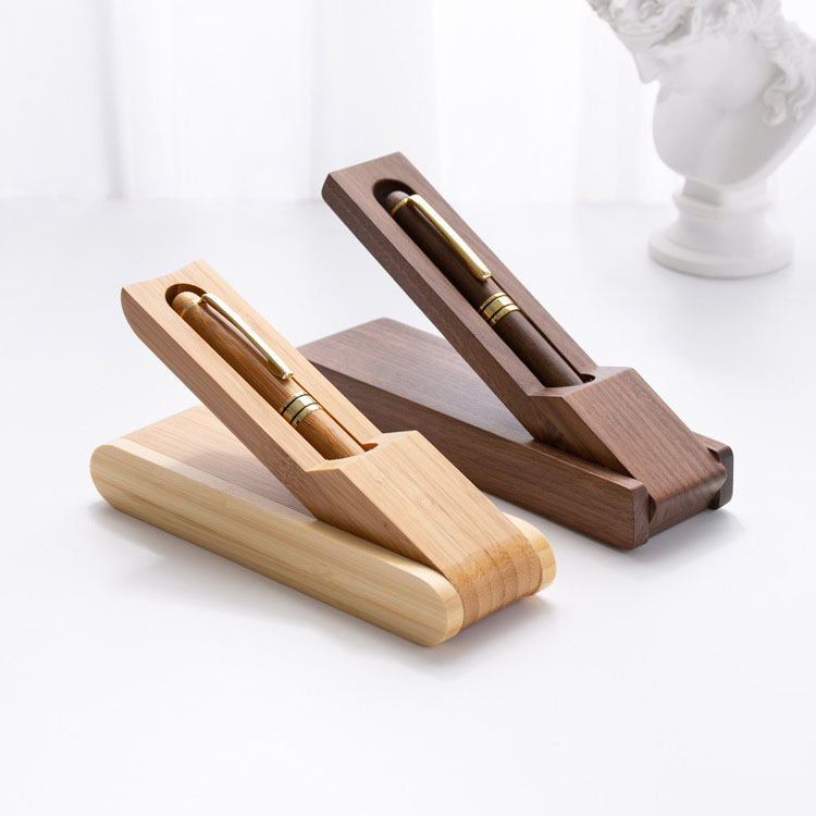 Bolígrafos de madera de lujo del organizador con el tenedor de madera de la caja de la pluma del regalo