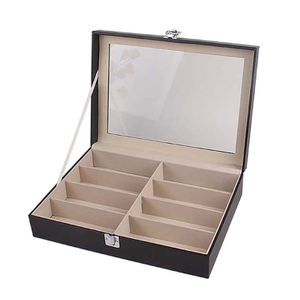 Cajas de soles de madera Juego de escocés escoceses CARAFE 6 ranuras de madera con caja de gafas de sol de vidrio transparente