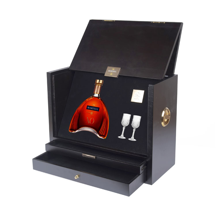 Caja de vino distintiva de madera de pino negro mate