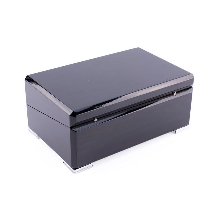 Caja de reloj negra clásica de alta gama con cerradura plateada