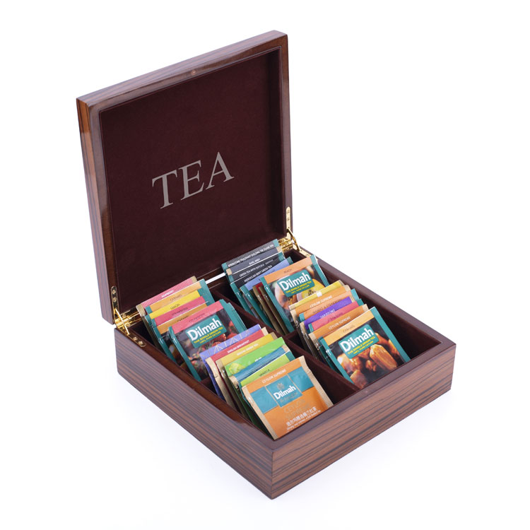 Caja de embalaje decorativo de té personalizado de 4 ranuras para hojas sueltas y proveedor de regalos