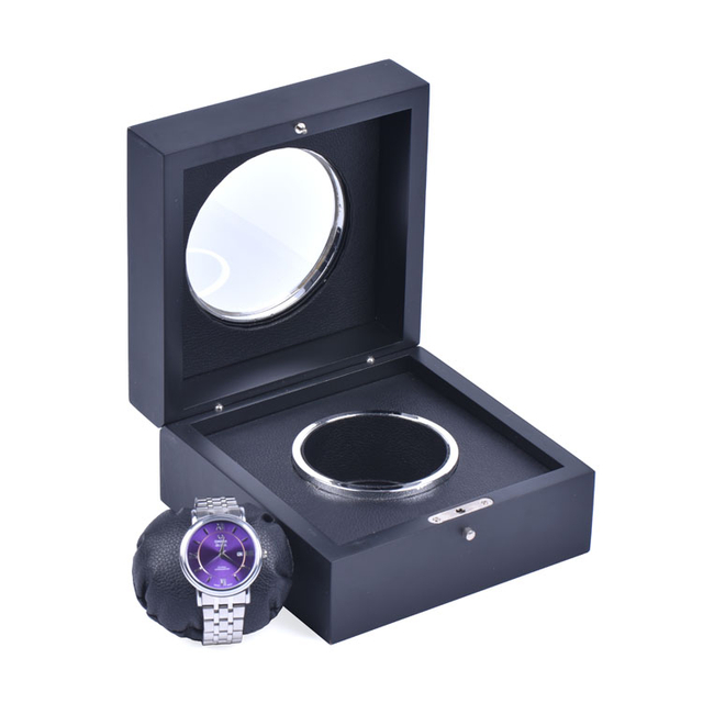 Caja de reloj personalizada cuadrada hecha a mano única de moda de alto grado con caja de embalaje de madera para ventana