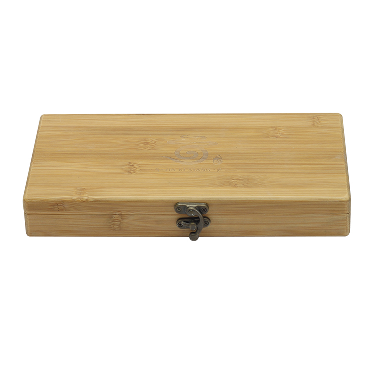 Caja de bambú de llavero con llavero de té de regalo magnético con bisagras pulidas
