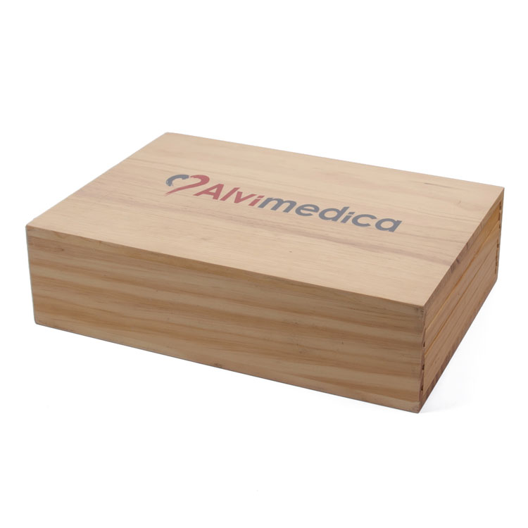 Caja de madera con la caja de correo de papel de papel corrugado impreso personalizado para el embalaje de regalo con el mango