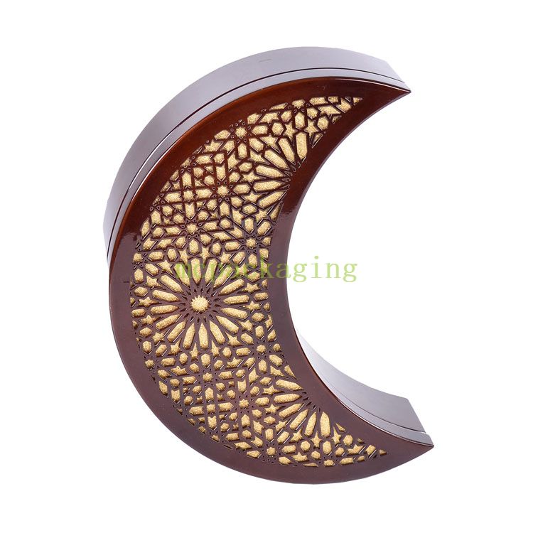 KSA Jeddah Season Moon Shape Wood Chocolate Fechas de chocolate GFT Display en Dubai