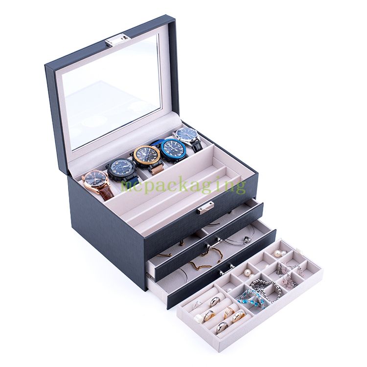 Caja de relojes de madera gafas de sol y joyas restaurando joyería de madera caja de música de joyería de madera