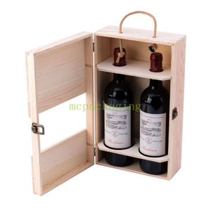 2 botellas de pino artesanías de madera inacabada caja de regalo de vino 6 botella de vino Caja de vino de madera 3 botellas