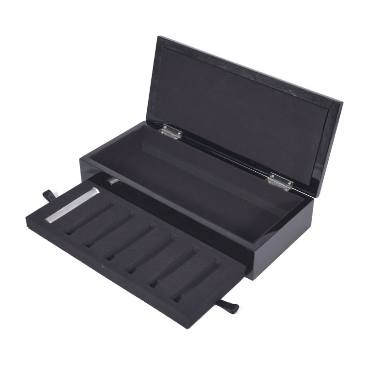 Caja de perfume integrado de pintura rectangular negro de alto brillo