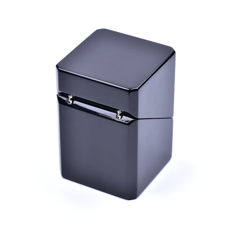 Cubo de pintura de piano negro cubierta oblicua de 45 grados Caja de envasado de perfume de madera de esquina hecha a medida